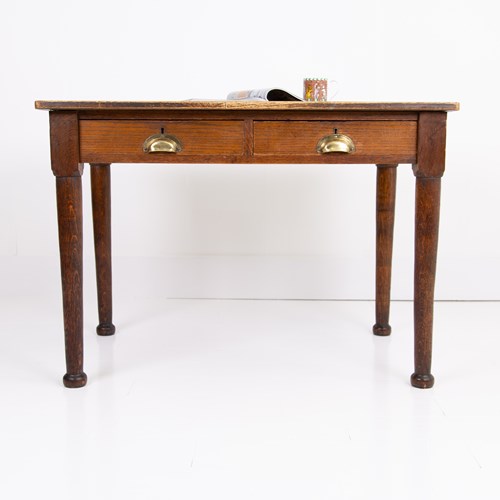 Handsome English Oak 2 Drawer Desk C1920