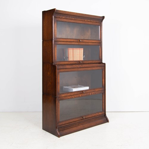 1920S Oak Barristers Bookcase 4 Sections