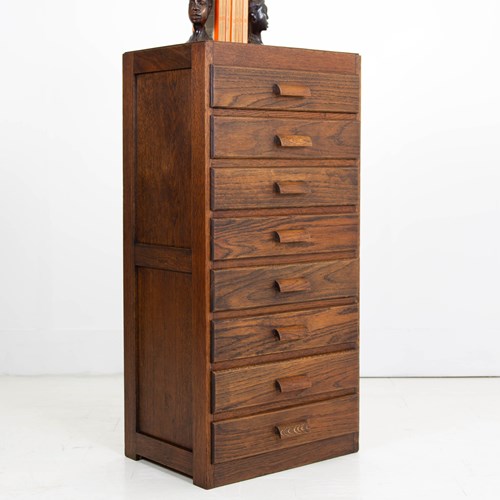 Vintage 1930S Oak Chest Of 8 Drawers 