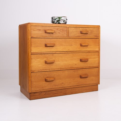Good Vintage Air Ministry Oak Chest Of Drawers 1953