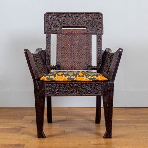 Unusual Victorian Carved Anglo Indian Chair C1880