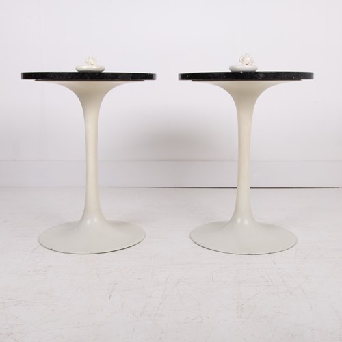 Pair Of Mid Century Tulip Shaped Granite Topped Side Tables