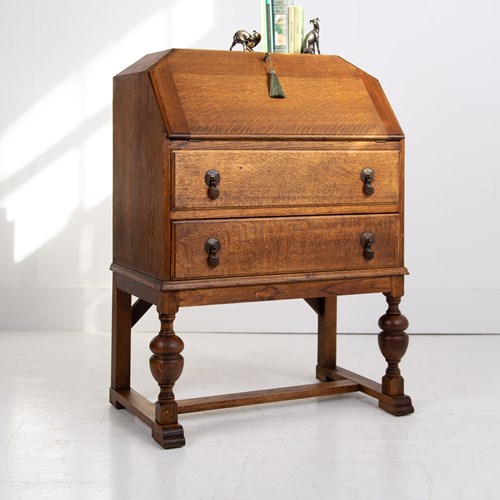 English Oak 2 Drawer Bureau Desk C1920