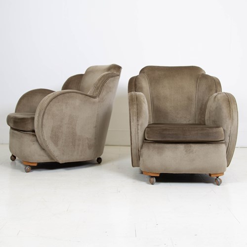 Pair Original Art Deco Epstein Cloud Armchairs C1930