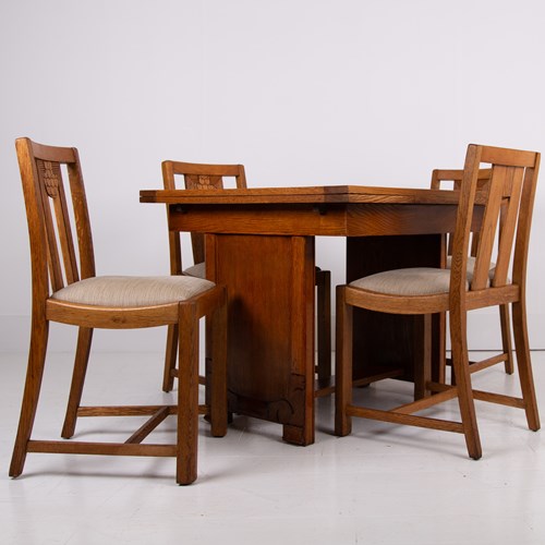 Art Deco Oak Dining Table & Chairs Gomme C1930