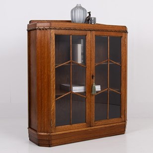 Art Deco Golden Oak Glazed Bookcase...