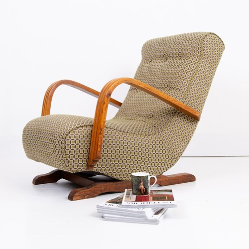 1930S Art Deco Oak Bentwood Armchair