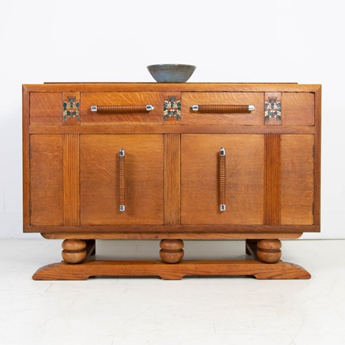 Art Deco Oak Sideboard Cabinet 2 Drawer C.1935