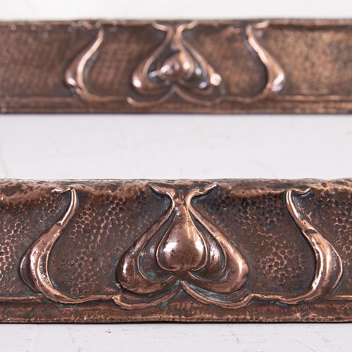 Pair Of Arts And Crafts Hammered Copper Fire Fenders 1900S