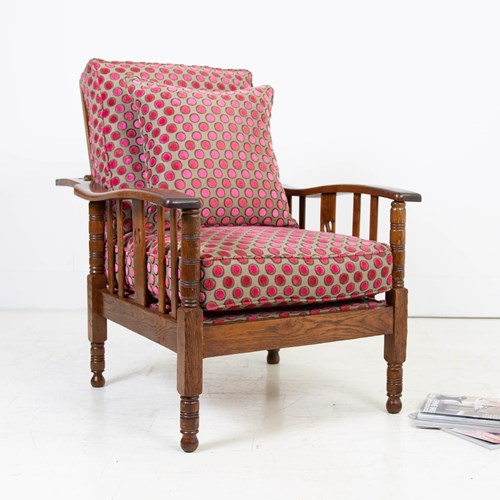 Attractive Oak Arts & Crafts Reclining Armchair C.1910