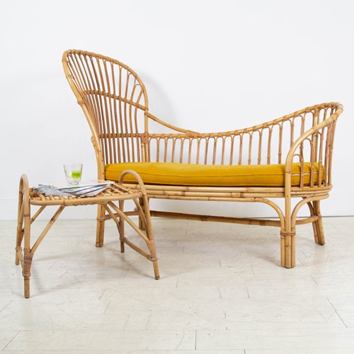 Mid Century Bamboo Day Bed & Stool By Geebro Sussex