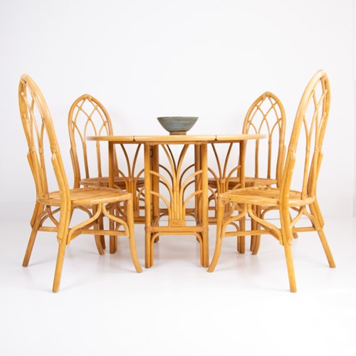 Mid Century Bamboo Table And 4 Chairs