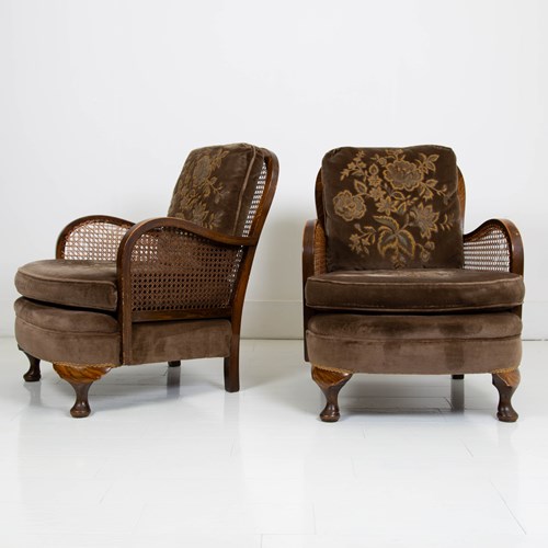 Attractive Pair Of 1920S Bergere Armchairs