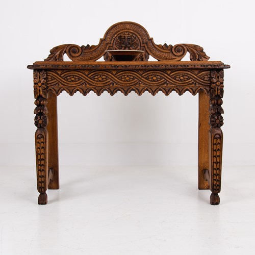 Victorian Oak Decorative Console Side Table 1900S