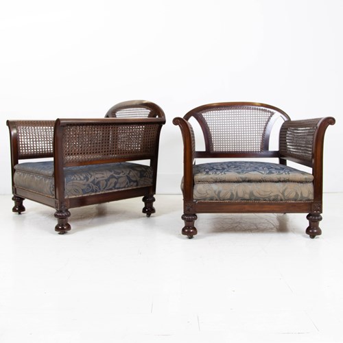 Pair Of Victorian Country House Bergere Armchairs