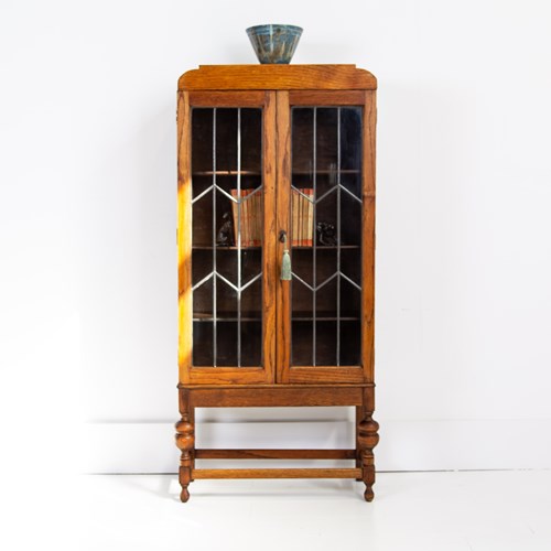 Smaller Oak Glazed Bookcase C1930