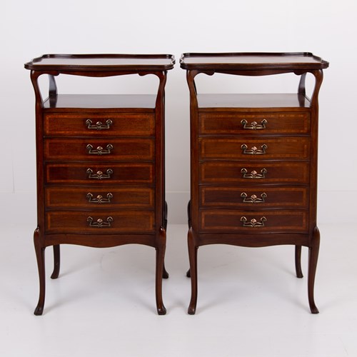 Pair Of Antique Edwardian Cabinets With Drawers C1910