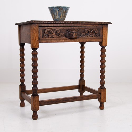 Victorian Bobbin Legged Oak Greenman Side Table C1900