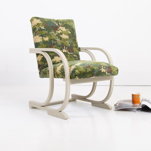 Heals Art Deco Bentwood Armchair New Upholstery