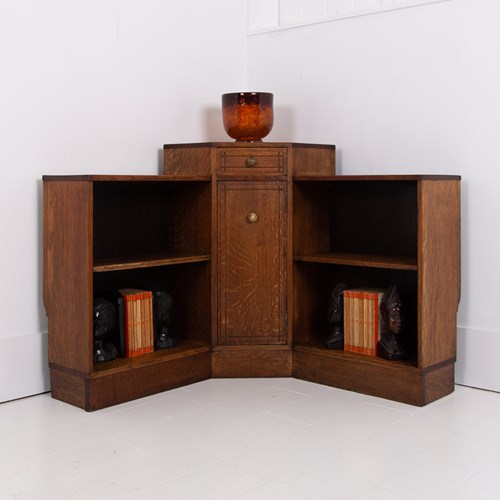 Heals 1920'S Oak Corner Bookcase