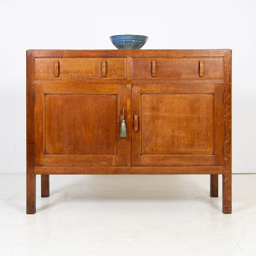 Heals London Oak 2 Drawer Sideboard Cabinet C1920