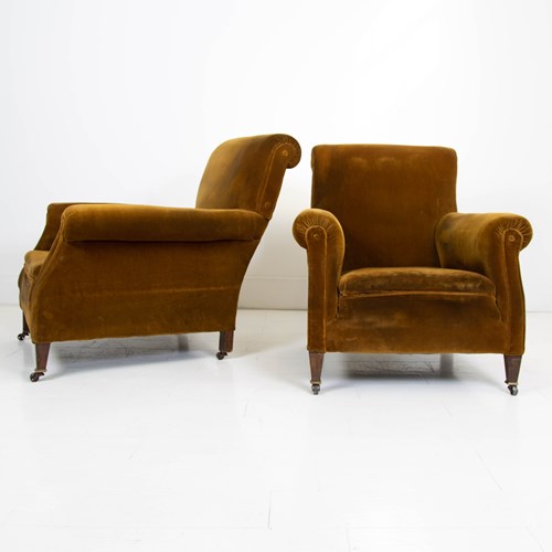 Pair Handsome Victorian Library Armchairs C.1900