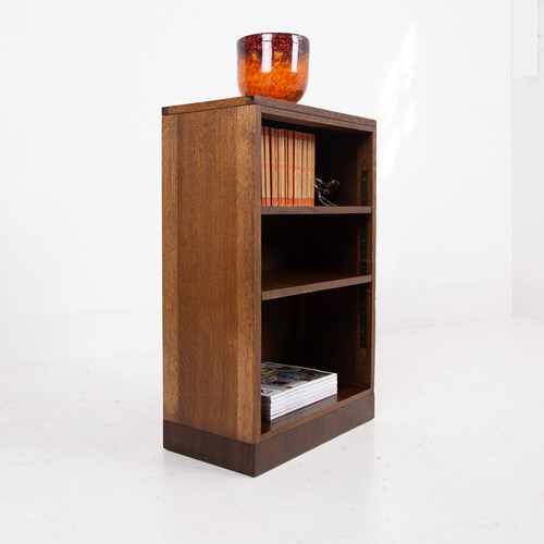 Leather Topped Oak Open Bookcase C1930