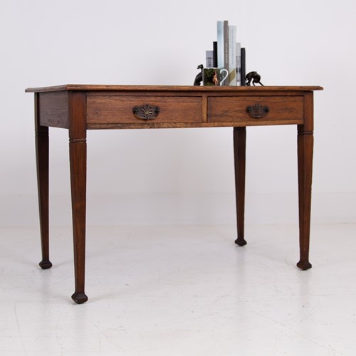 Attractive English Oak 2 Drawer Desk 1920S