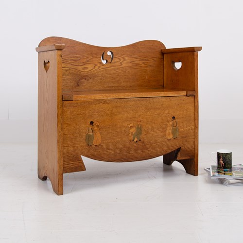 Arts And Crafts Oak Box Settle For Liberty C1910