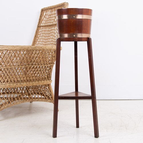 Oak Coppered Plant Stand By Lister & Co