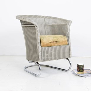 Rare Lloyd Loom Chrome Cantilever B...