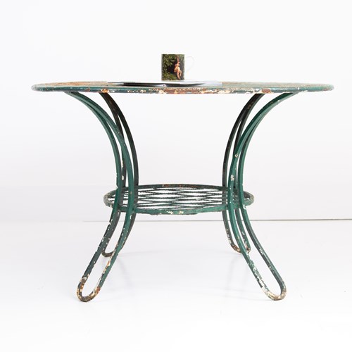 Aged French Metal Patio Garden Table