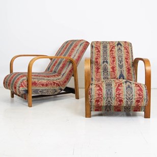 1930S Modernist Art Deco Oak Bentwo...