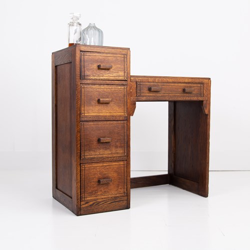 English Oak Modernist Student Desk C1930