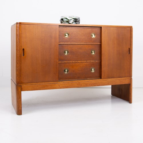 English Oak Modernist Sideboard Cabinet 1930
