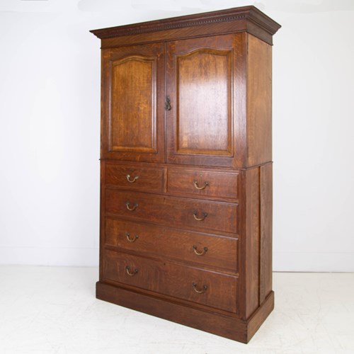 Oak 5 Drawer Linen Press Cabinet C1900