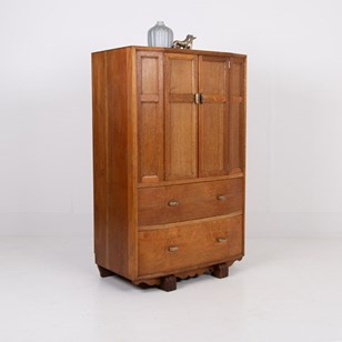Art Deco Oak Tallboy Cabinet 1930