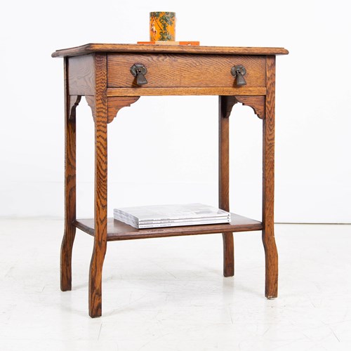 Golden Oak Single Drawer Side Table C1930S