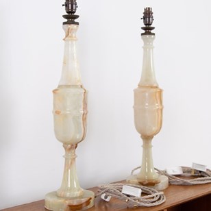 Pair Of Large Mid Century Alabaster...