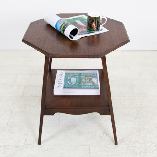 Oak Aesthetic Movement Side Table Octagonal Top