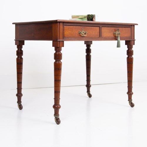 Leather Topped Walnut 2 Drawer Desk C1900