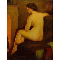 René Caty, Evening Interior With Female Nude