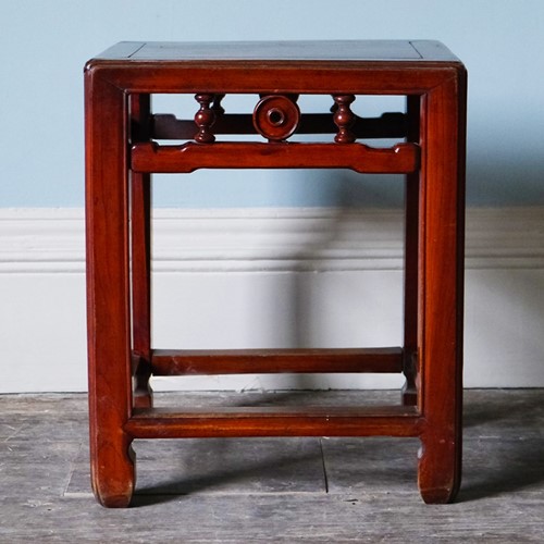 Chinese Red Lacquered End Table
