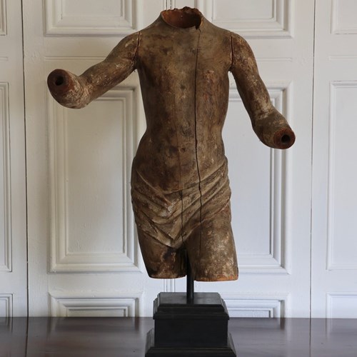 18Th Century Italian Carved Wooden Torso Of A Young Man