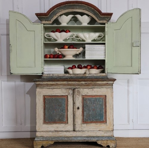 18Th Century Swedish Painted Buffet Deux Corpes In Original Paint