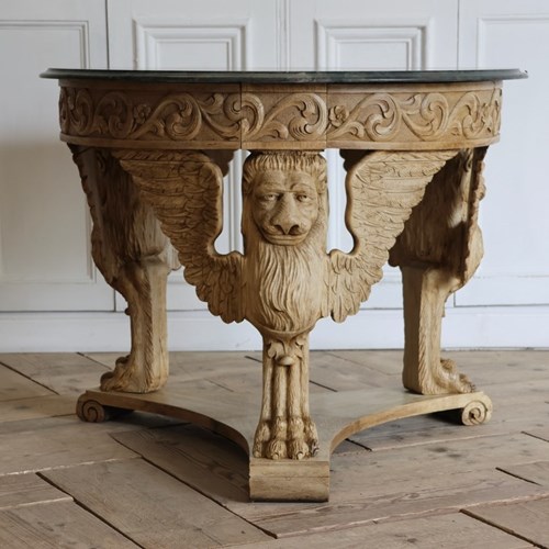 19Th Century English Centre Table In Bleached Oak