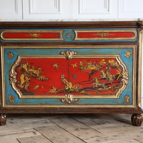 19Th Century French Chinoiserie Buffet With Marble Top