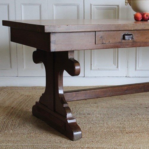 19Th Century French Hall / Kitchen Table In Beech And Oak