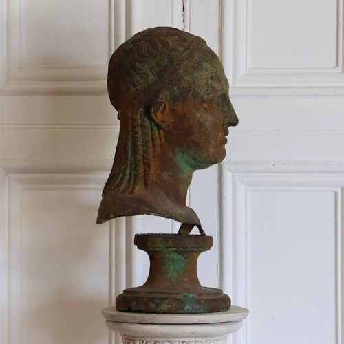 20Th Century French Cast Iron Bust After The Antique
