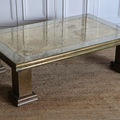 Circa 1970S Spanish Brass & Nickel Coffee Table By Rodolfo Dubarry
